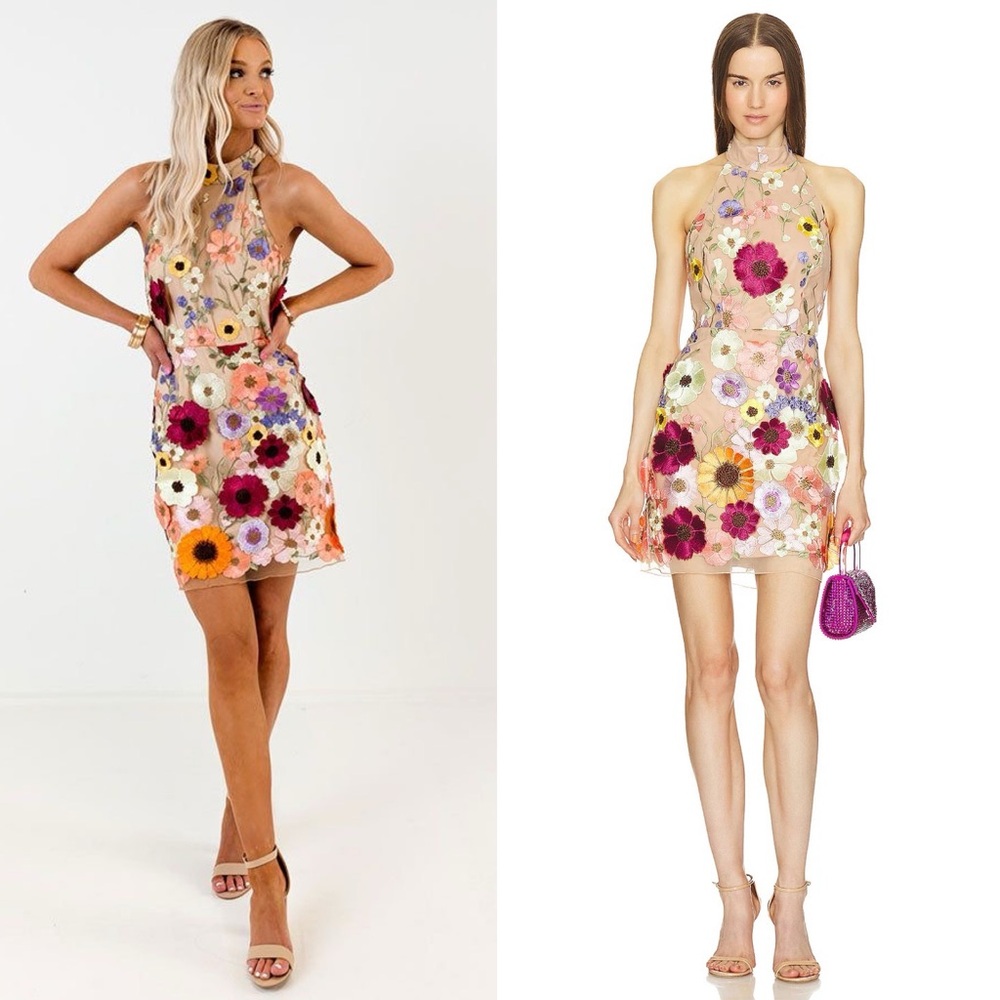 Milly Hariet 3D Floral Embroidered Halter Mini Dress Size 10 NWT - Picture 10 of 12
